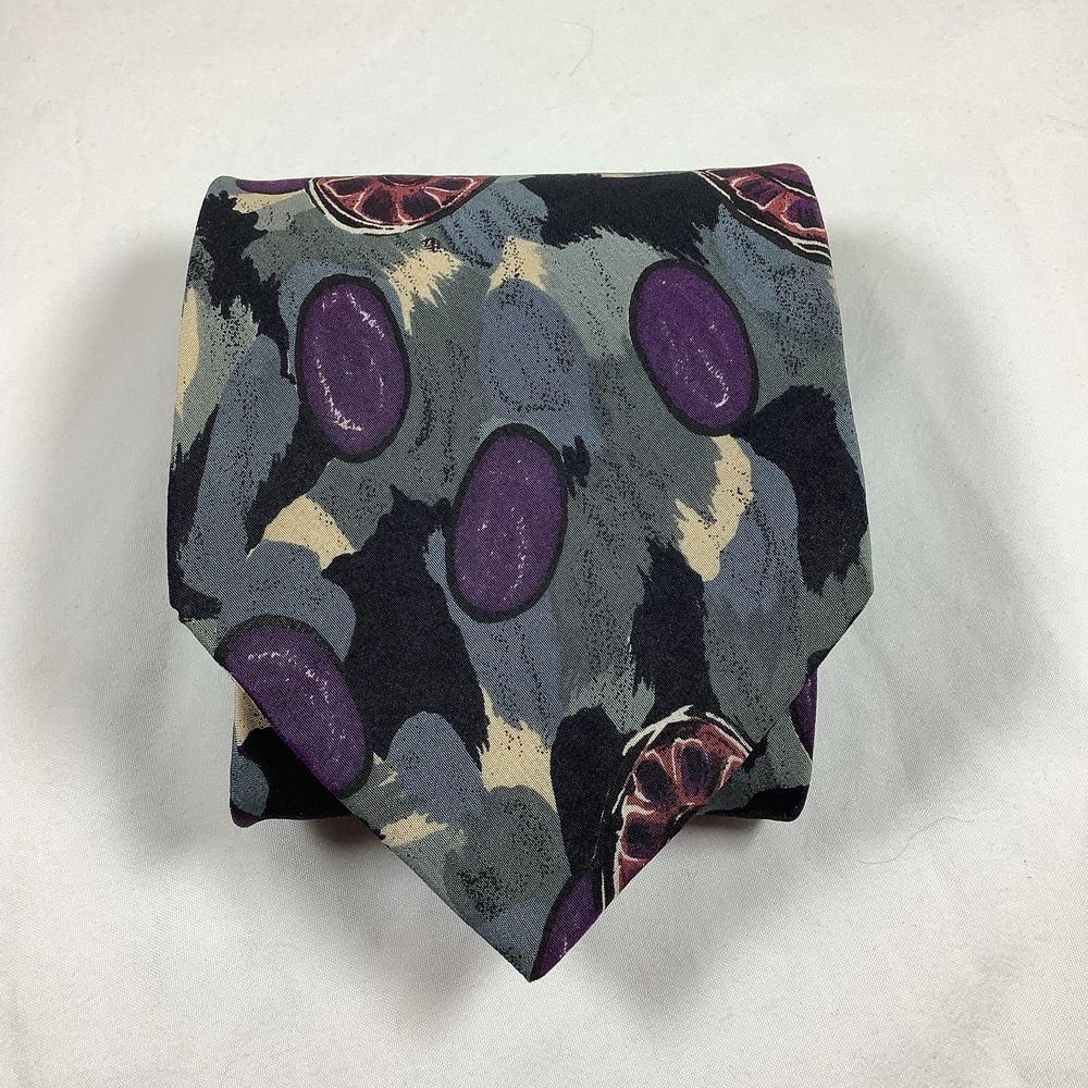 JT Beckett‎ Men's Silk Neck Tie Abstract Geometric Shell Pattern Purple - Picture 4 of 5